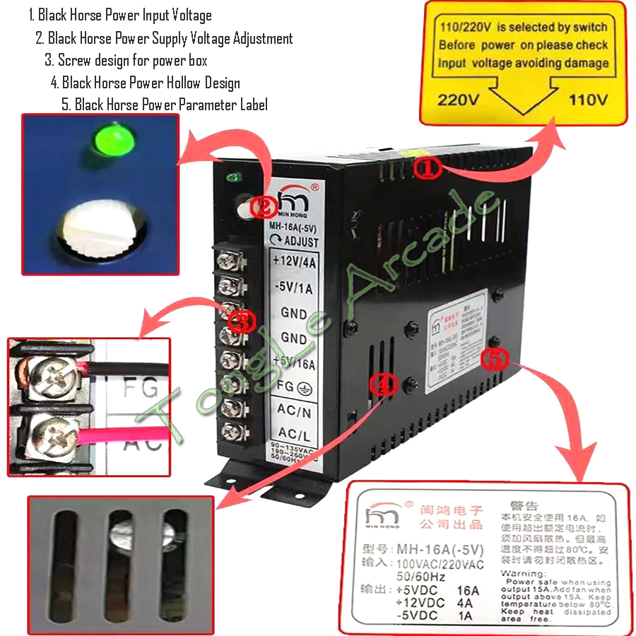 Coin Pusher Machine - Bagian Arcade Jamma MH-16A(-5V) 5V 16A